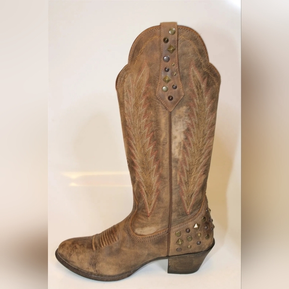 Ariat Dusty Diamond 10018598 Womens 7 B Tawny Brown Leather Western Boots - Picture 5 of 15